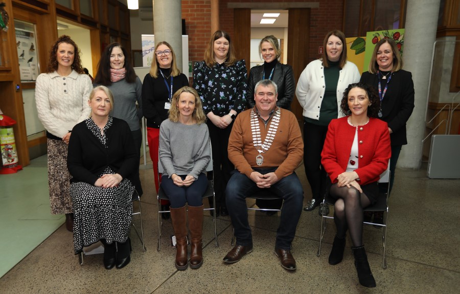 Pictured at the launch of the Culture Action Europe Project, ‘CultureAndHealth’ in Johnston Central Library Cavan on Tuesday, 10 December are (front from left) Emma Clancy, Cavan County Librarian; Kim Doherty, Mental Health Ireland; Cathaoirleach of Cavan County Council, Cllr TP O'Reilly; Elisha McCaffrey, Arts & Health Manager, Cavan County Council; back from left Emma O'Brien, Arts Office; Marina Harten, Assistant Arts Officer; Nuala Gartland, Occupational Therapy Manager, Cavan-Monaghan Mental Health Service; Deirdre Donnelly, Social Inclusion Officer, Age Friendly Programme Manager, Cavan County Council; Annetta Brides, Staff Officer, Cavan Arts Office; Audrey Wilson, Creative Monaghan, Monaghan County Council; and  Sharon Howe, Creative Communities Engagement Officer, Creative Cavan. 