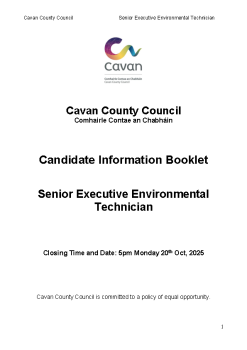 Senior Executive Environment Technician Candidate Information Booklet summary image
									